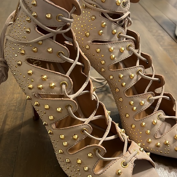 Schutz “Arieli” Lace Up Studded Pumps Size 10B - Picture 2 of 9